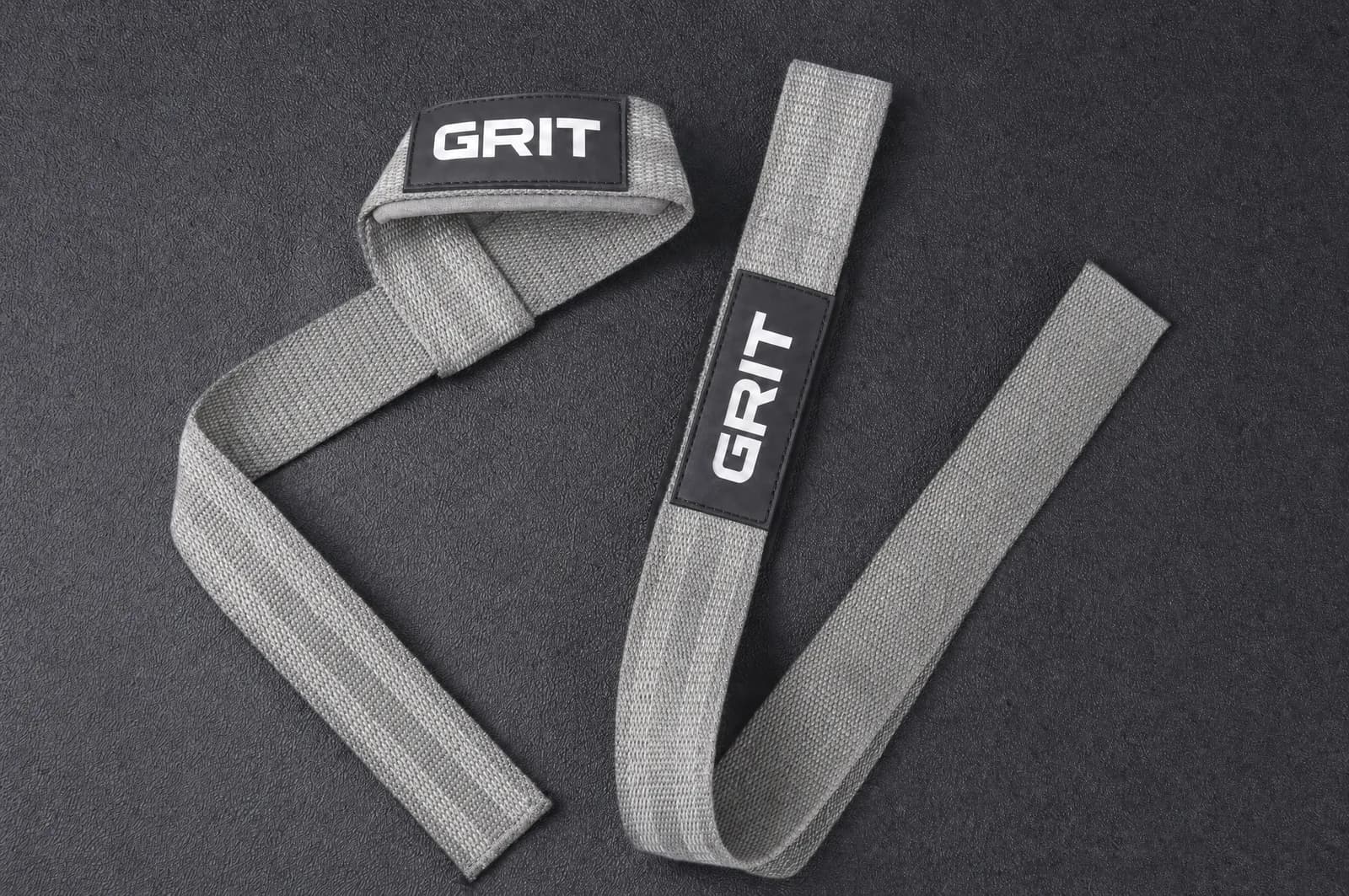 Par de straps GRIT de algodón gris con parche de goma negro